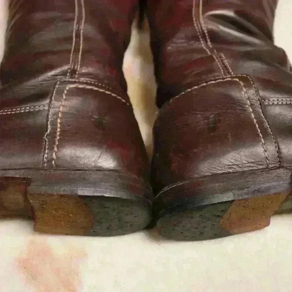 VINTAGE FRYE Brown Knee High Fold Over Riding Boots Buckle Back Women 5.5 - 6 - Picture 12 of 16